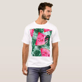 T-shirt Pastèques, palmiers feuilles : pattes tropicales s (Devant entier)