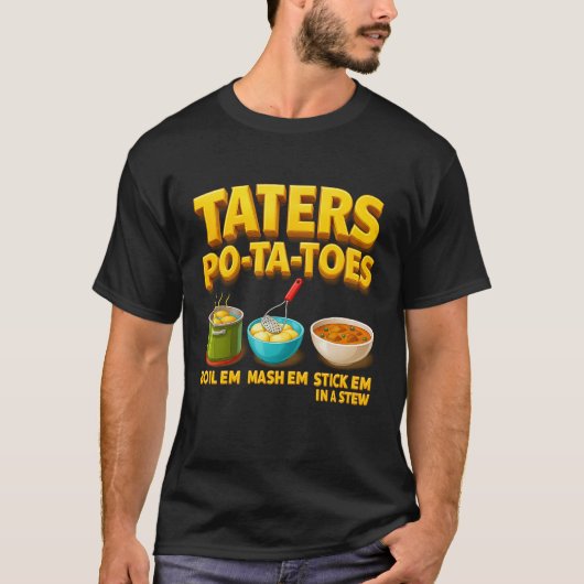 T-shirt Patates Patates Frites Écrasées Collées  (Devant)