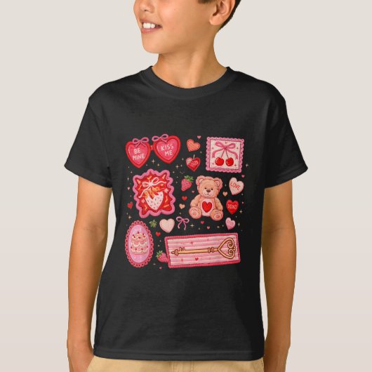 T-shirt Patch de la Saint-Valentin mignon avec des coeurs (Devant)