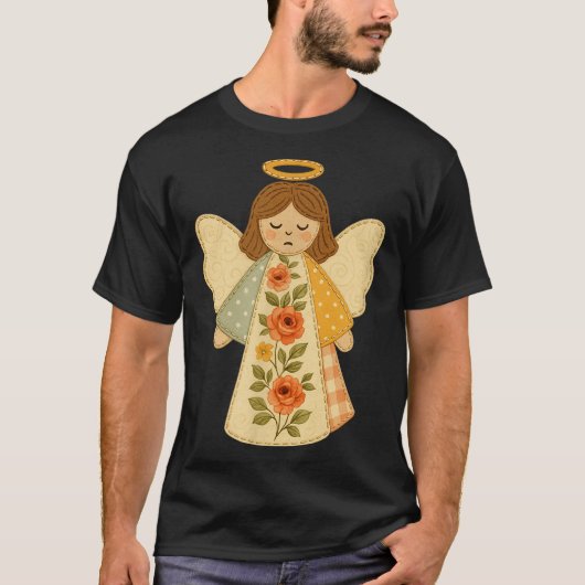T-shirt Patchwork Angel Cozy Christmas & Christian Des (Devant)