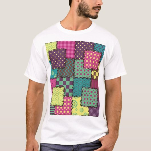 T-shirt Patchwork : Arrière - plan Motif divers (Devant)