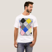 T-shirt Patchwork arrière - plan : oiseaux, pois. (Devant entier)
