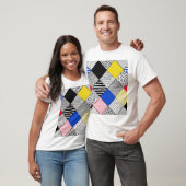 T-shirt Patchwork arrière - plan : oiseaux, pois. (Unisexe)