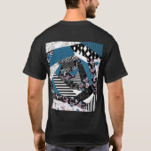 T-shirt patchwork bleu, populaire, patchwork, folle, rusti (Dos)