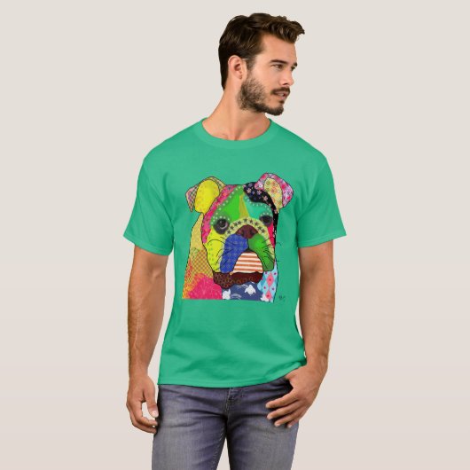 T-shirt Patchwork Bulldog (Devant entier)