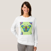 T-shirt Patchwork Butterfly Pattern on Green (Devant entier)