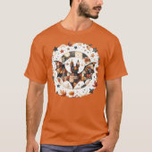 T-shirt Patchwork Chat d'Halloween aux couleurs d'automne (Devant)