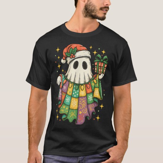 T-shirt Patchwork Christmas Ghost Christmas, Christmas Boo (Devant)