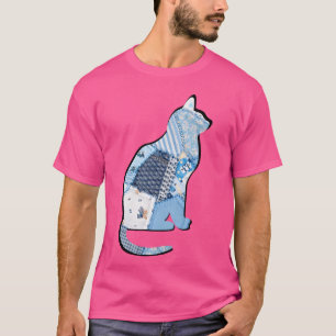 T-shirt Patchwork de chat rétro vintage