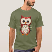 T-shirt Patchwork de style folk art représentant un hibou (Devant)