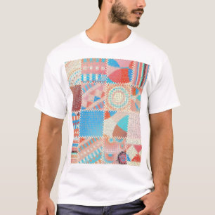 T-shirt Patchwork de toile brute : Motif Vintage texturé
