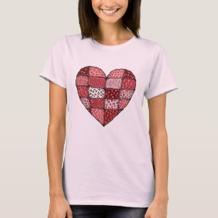 T-shirt Patchwork en forme de cœur pour la Saint-Valentin