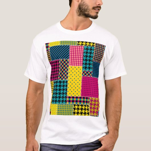 T-shirt Patchwork géométrique : Arrière - plan sans forme (Devant)