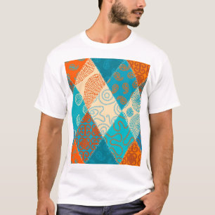 T-shirt Patchwork indien design vintage sans soudure.