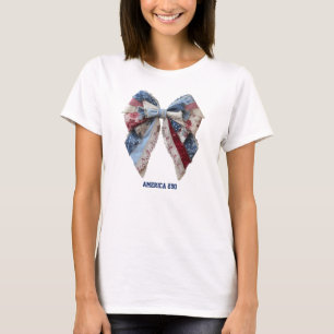 T-shirt Patchwork Patriotique à Noeud Grandmillennial 4 Ju