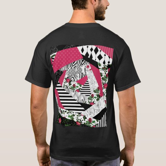 T-shirt patchwork rouge, populaire, patchwork lancer oreil (Dos)