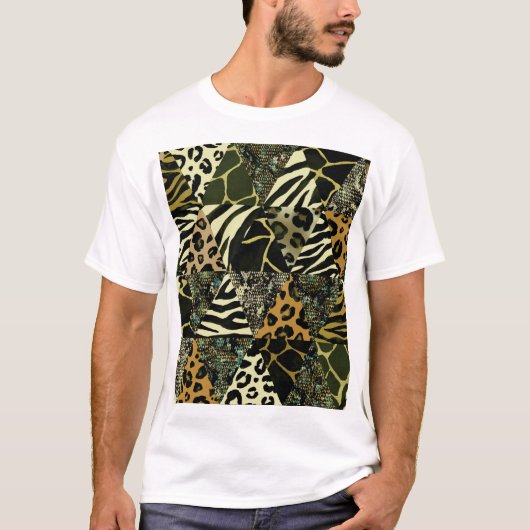 T-shirt Patchwork Safari : Poster de animal aquarelle. (Devant)
