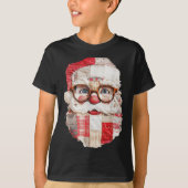 T-shirt Patchwork Santa Claus Face Preppy Girly Christmas  (Devant)