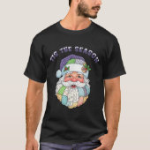 T-shirt Patchwork Santa Claus Face Preppy Girly Christmas (Devant)