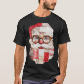 T-shirt Patchwork Santa Claus Face Preppy Girly Christmas (Devant)