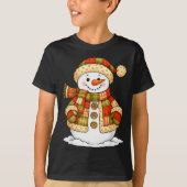 T-shirt Patchwork Snowman Retro Funny Snowman Holiday Chri (Devant)