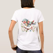 T-shirt Patchwork Songbird on Blooming Branch (Dos)