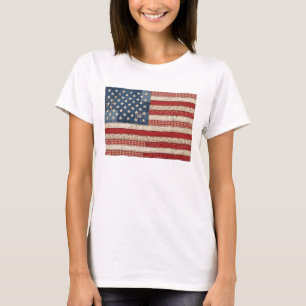T-shirt Patchwork Vintage Drapeau Américain Courtepointe P