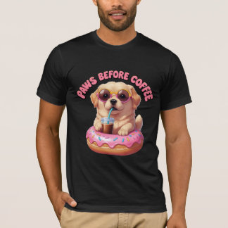 T-shirt Pâtes Avant Café Cute Puppy Donut Art