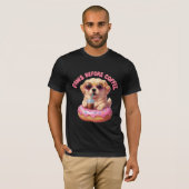 T-shirt Pâtes Avant Café Cute Puppy Donut Art (Devant entier)