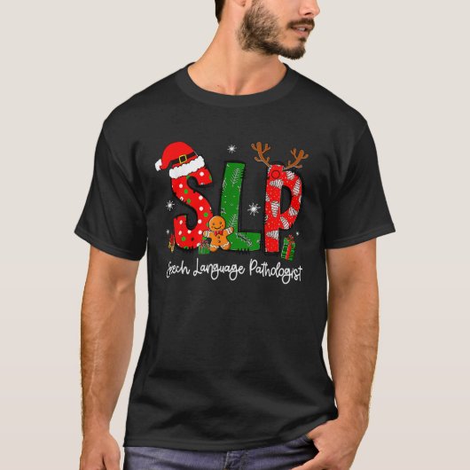 T-shirt Pathologiste du langage vocal Reindeer Santa Hat S (Devant)