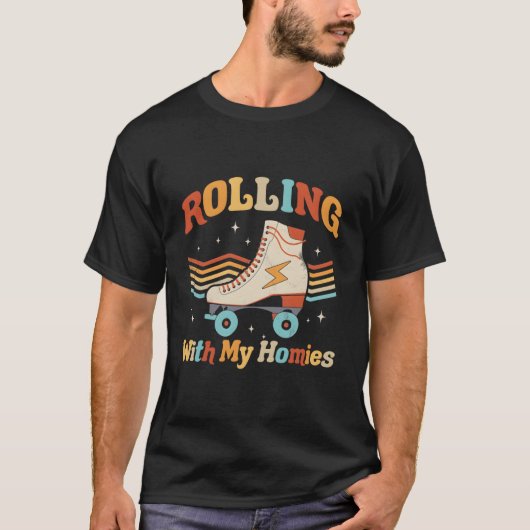 T-shirt Patin à roulettes Faire du roller avec mes potes P (Devant)