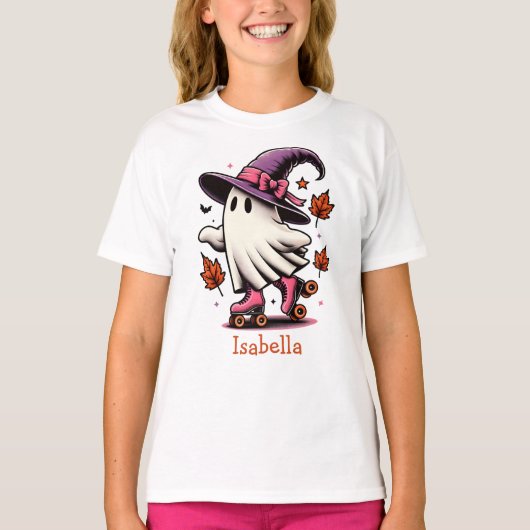 T-shirt Patinage à rouleaux Halloween mignon Fantôme perso (Devant)
