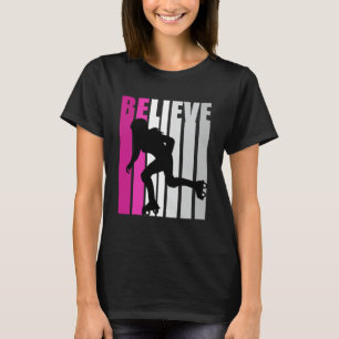 T-shirt Patinage à rouleaux pour filles roses Croire la pl