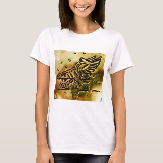 T-shirt Patinage ailé en laiton blanc (Devant)
