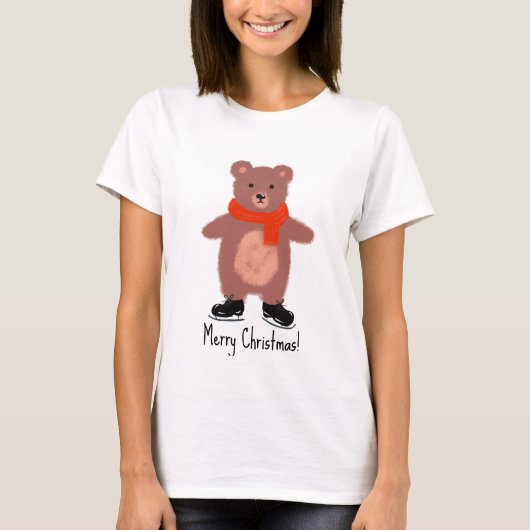 T-shirt Patinage drôle d'ours (Devant)