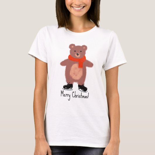 T-shirt Patinage drôle d'ours (Devant)