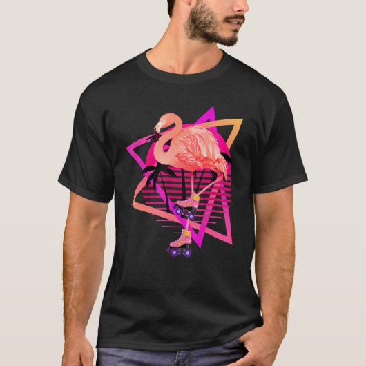 T-shirt Patinage Flamant rose rose Roller Ventilateur de p (Devant)