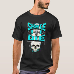 T-shirt Patinage Ou Mourir Skeleton Skull Skateboard