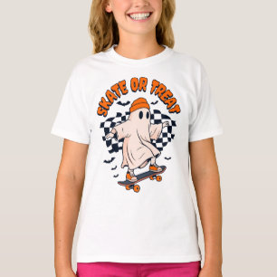 T-shirt Patinage ou traitement du fantôme Halloween