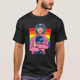 T-shirt Patinage pour filles Skateboard Patins Rainbow Ska