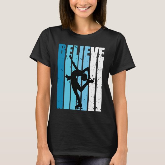T-shirt Patinage sur glace Retro Croire Turquoise Patins s (Devant)