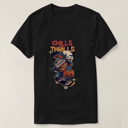 T-shirt Patinage Werewolf Halloween Chills et Thrills Retr (Design devant)