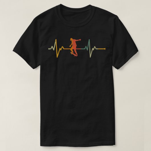 T-shirt Patineur vintage Cadeau Heartbeat Skateboarder (Design devant)