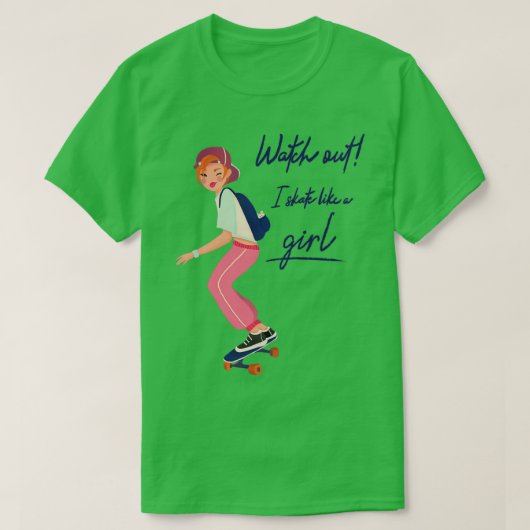 T-shirt Patineuse fille avec sac à dos (Design devant)
