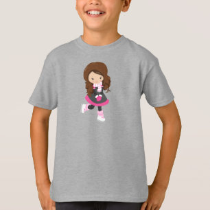 T-shirt Patineuse sur glace, Mignonne fille, Cheveux Brown