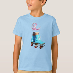 T-shirt Patins à rouleaux lunaires avec ruban rose floral
