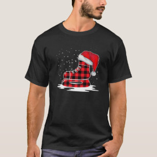 T-shirt Patins de hockey sur glace Groupe Red Plaid