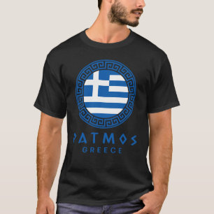 T-shirt Patmos and Flag of Greece Homme's Black