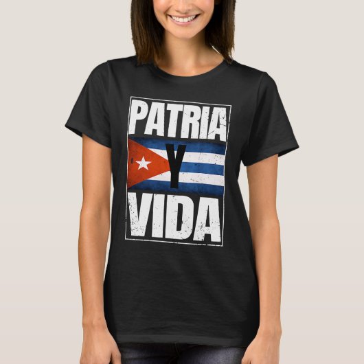 T-shirt Patria Cuba Y Vida Freedom Movement Drapeau cubain (Devant)