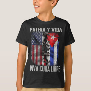 T-shirt Patria Y Vida Vive Cuba Libre Patriotique Rétro US
